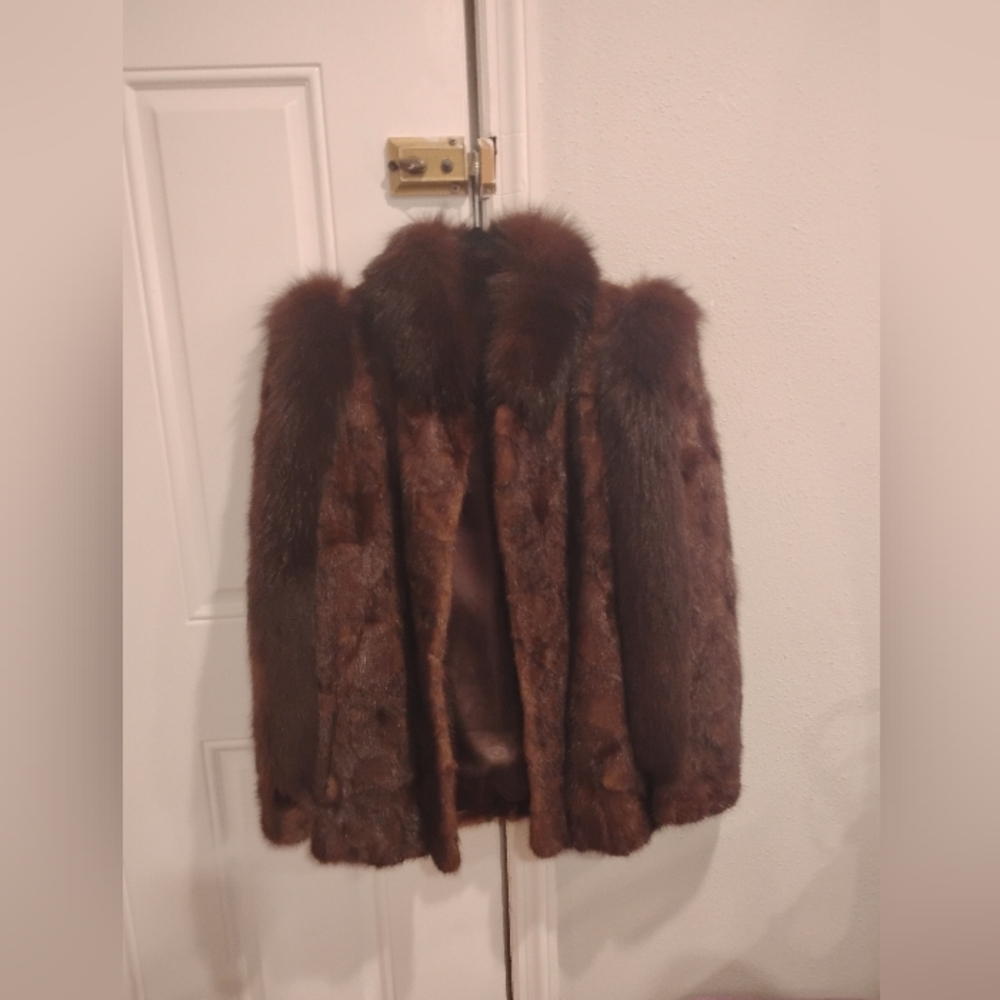 Plush Brown Mink  Jacket with Rich Texture